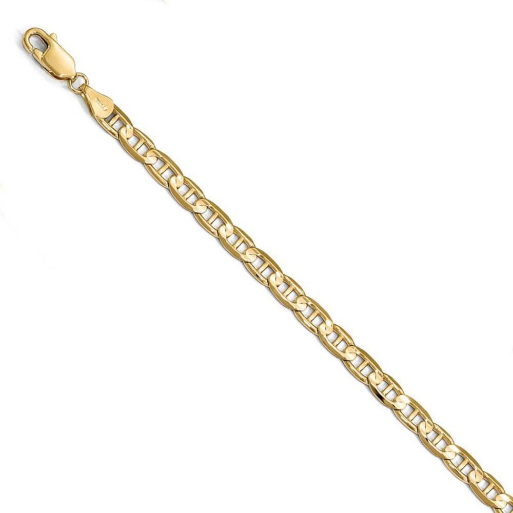 4.5mm 14k Yellow Gold Concave Anchor Chain Bracelet - 8 Inch